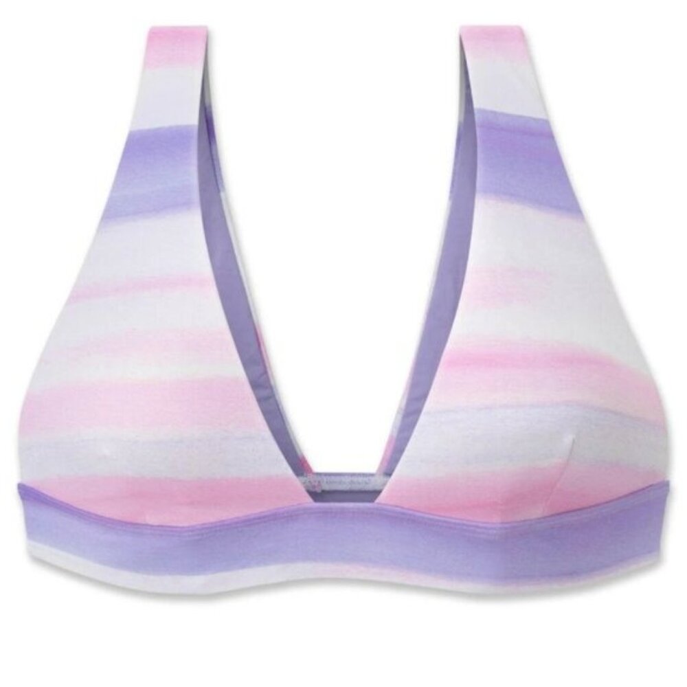 Pastel Watercolor V-Neck Bikini Top - Pink & Purple
